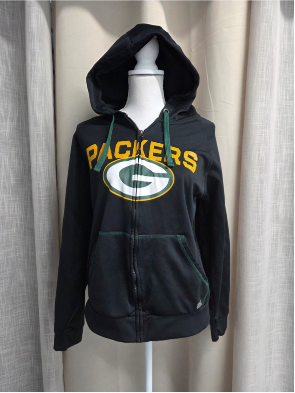 NFL Green Bay Packers TX3 WARM Full Zip Hoodie Jacket Black Sweatshirt Size M